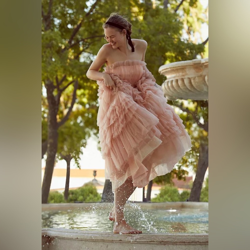 Mac Duggal Pink Strapless Maxi Sundress